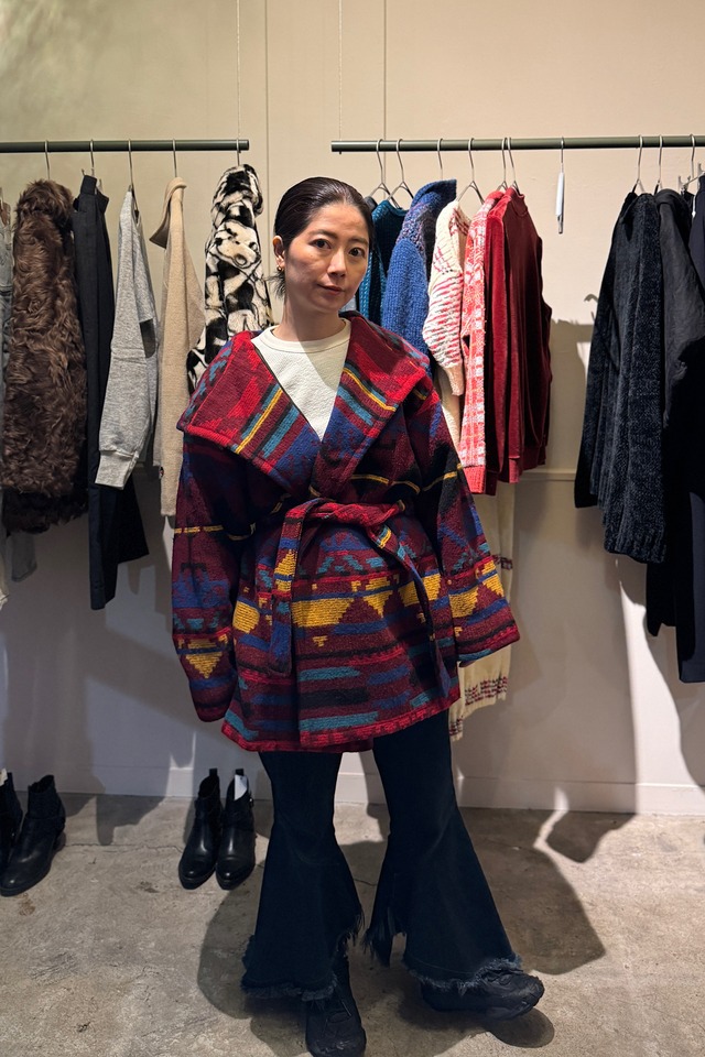 Ashley Scott カラフルウールガウンコート