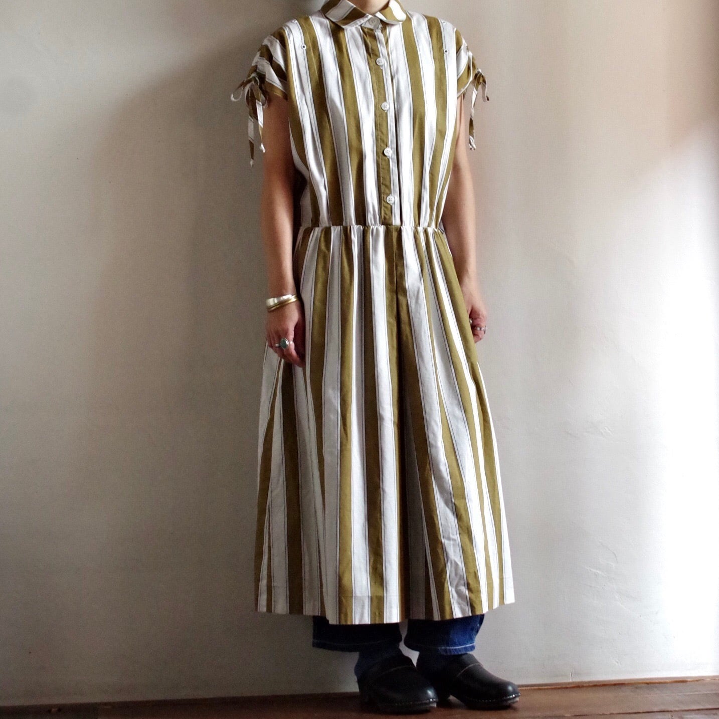 80 S Stripe Dress 80年代 ストライプ ドレス 古着屋 仙台 Biscco 古着 Vintage 通販