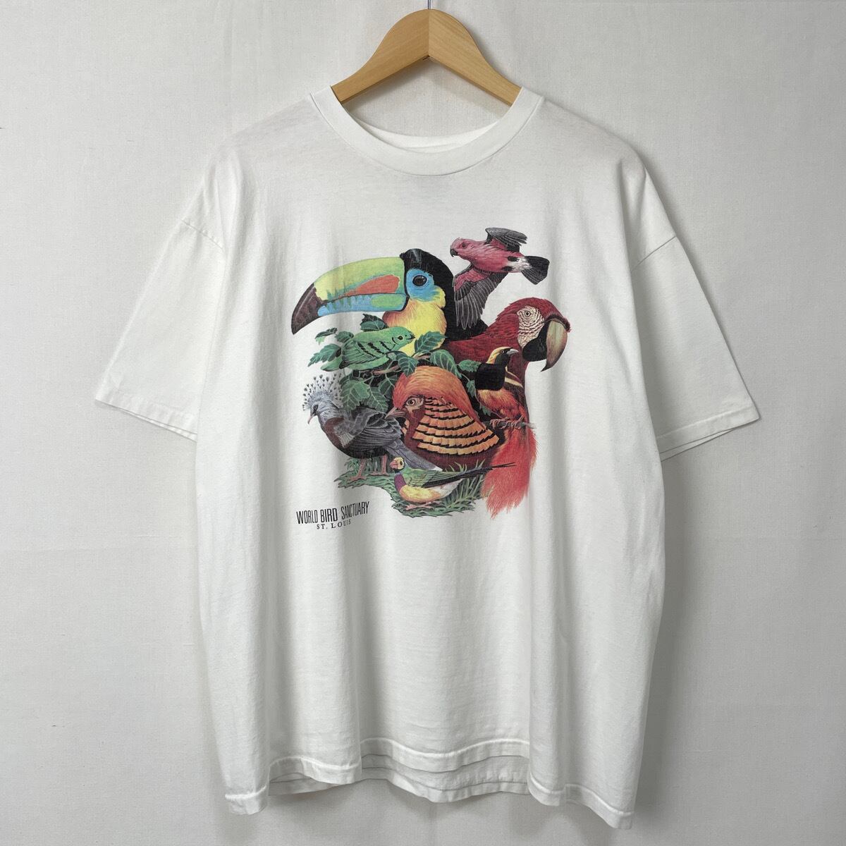 90s USA製 鳥 アニマルTシャツ 古着 ヴィンテージ 白 アニマル 動物 90 
