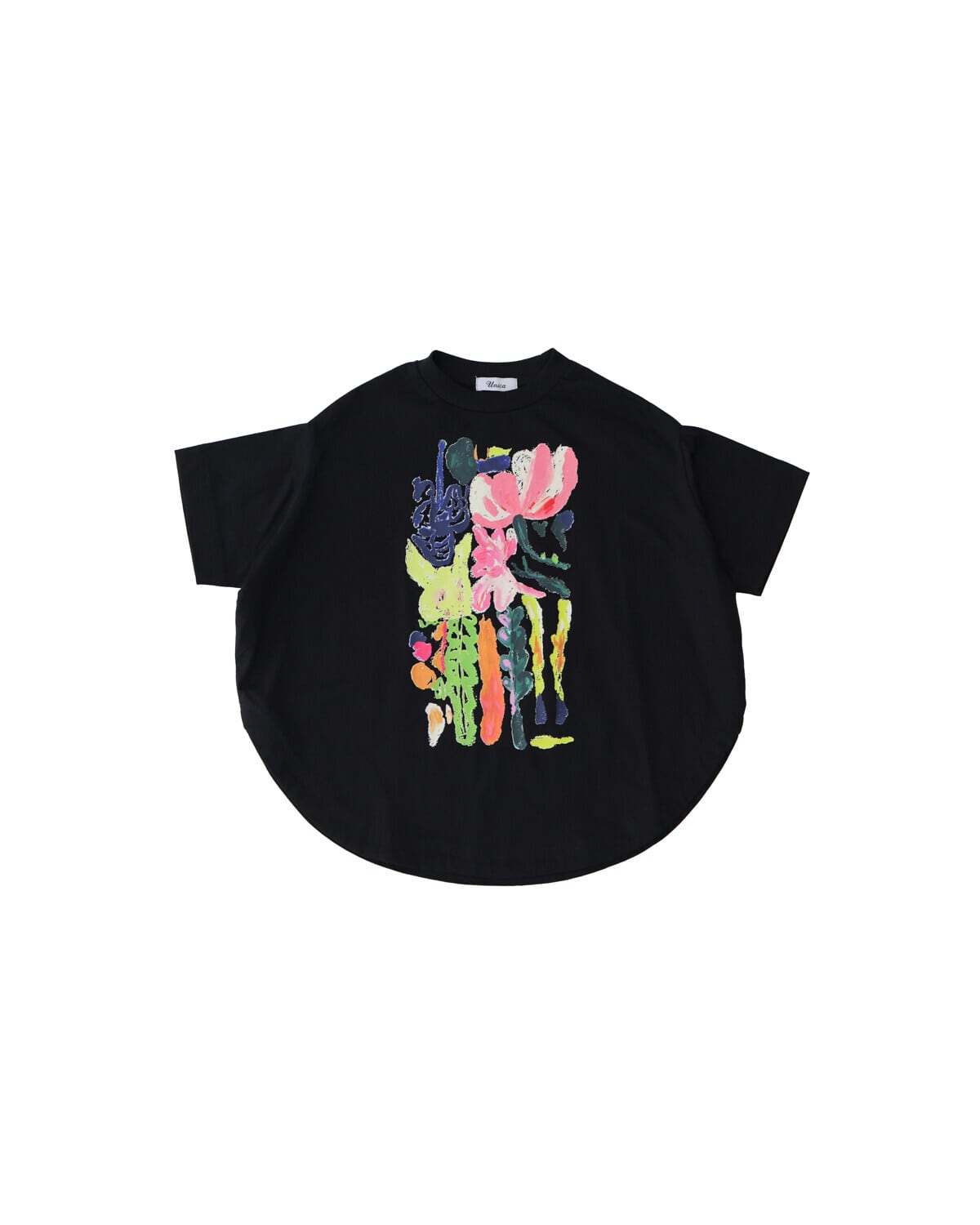 SALE★【solmu select】unica / フラワーアートサークルTシャツ(ブラック)