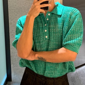 ルーズカラーニットポロシャツ　MT0080438