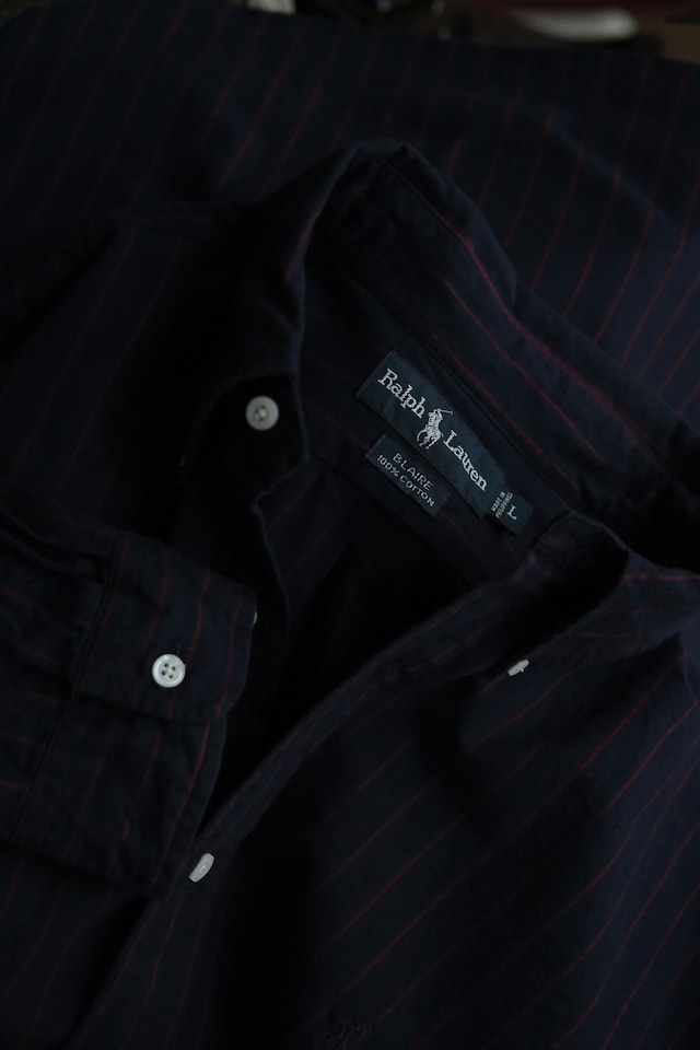 Utah/90's "Ralph Lauren"BLAIRE B.D stripe shirt/Navy×Red