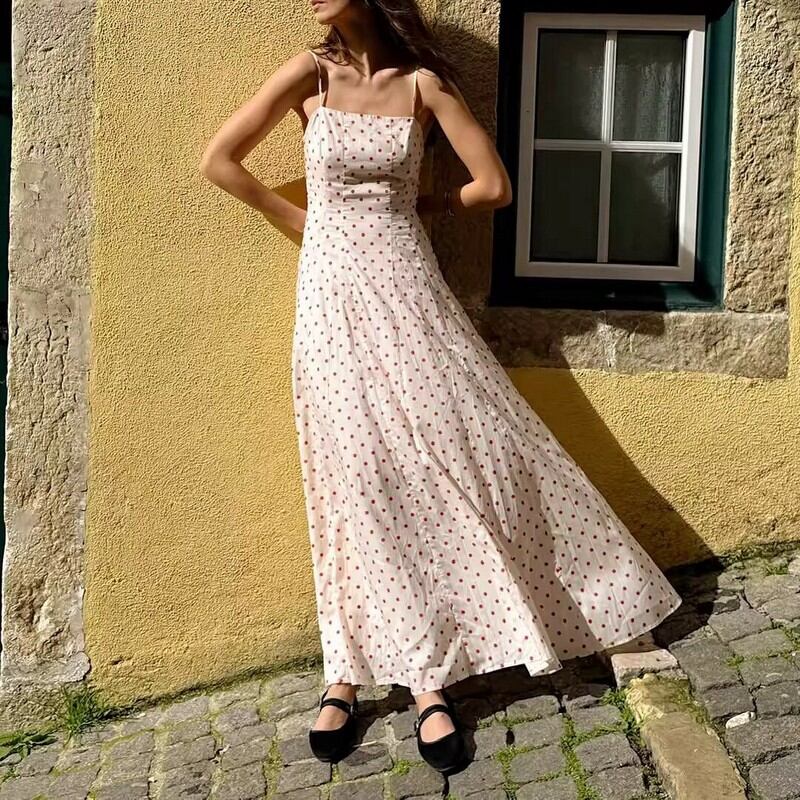 French Sleeve A-line Maxi Slip Dress W00369