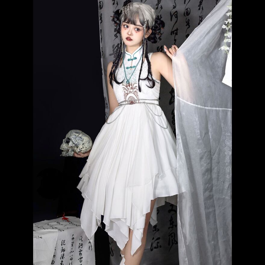 オーダーメイド　チャイナドレス　燃えるような蓮の花　オーロララメ オーダーメイド チャイナドレス 燃えるような蓮の花 オーロララメ