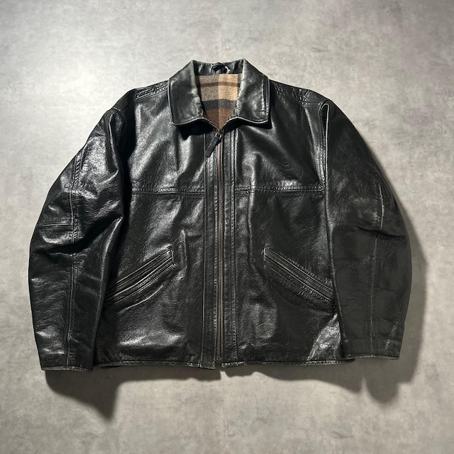【NA】 80s イタリア製 ユーロ ジップアップ レザー ライダース