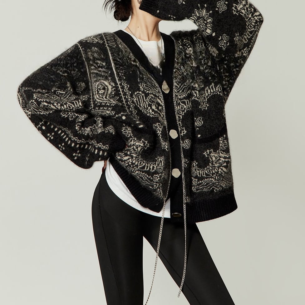 paisley knit cardigan / l0264
