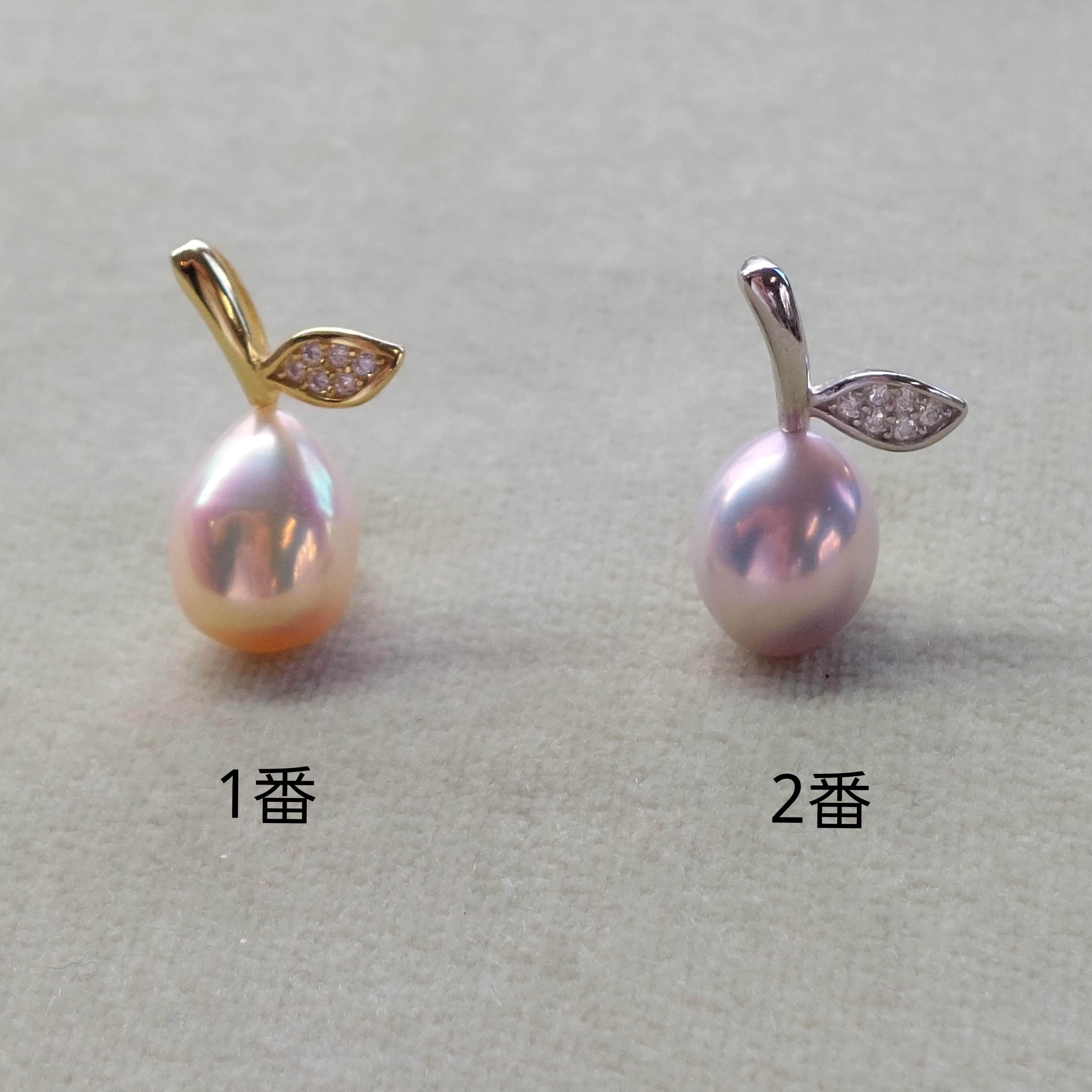 リンゴペンダント(1番～2番)メタリック淡水真珠ペンダントトップ
