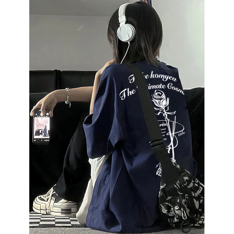 【YOULINシリーズ】★半袖Tシャツ★ 5color レトロ風 トップス Tシャツ 男女兼用 メンズ 大きいサイズ 薔薇 赤 緑 黒 青 白 | elegant powered by BASE