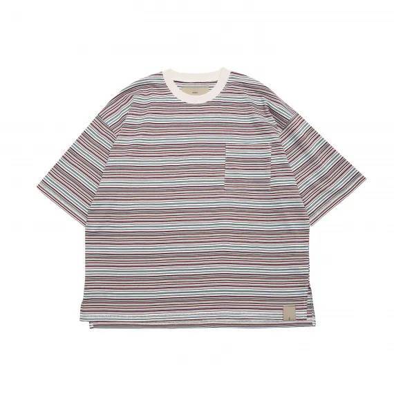 クオルト quolt 半袖Tシャツ メンズ HOURS-BORDER CUTSEW グレーブルー