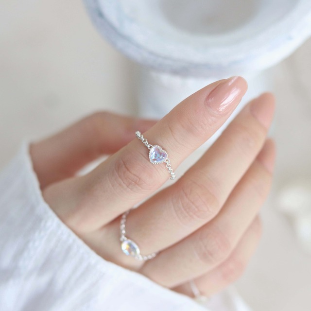 silver 925 opal chain 2type ring / silver925オパールチェーン2タイプリング