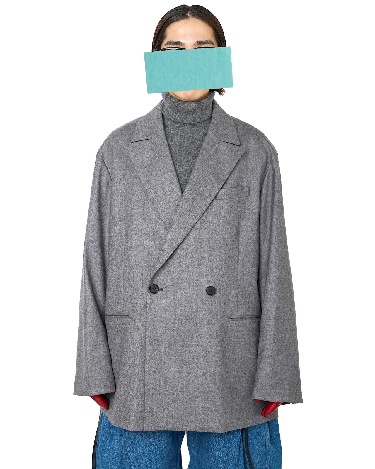 ssstein "WOOL FLANNEL OVERSIZED PEAK LAPEL JACKET〔GREY〕"