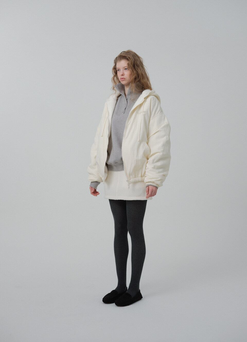 The Barnnet] Snuggle Reversible Hooded Jacket_Ivory 正規品 韓国