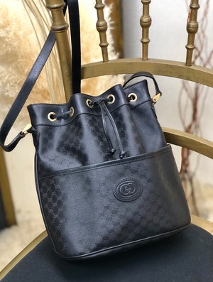 GUCCI グッチ マイクロGG インターロッキング PVC×レザー ドロー  