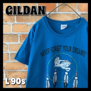 【GILDAN】90s ヴィンテージ  L Tシャツ アメリカ古着 ブルー
