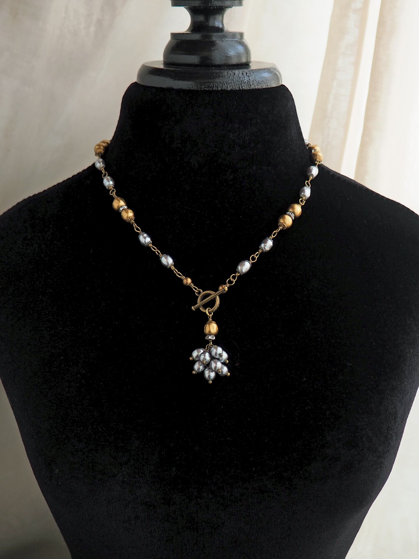 カーテンコール / ネックレス(GlassPearl シルバー×ゴールド)