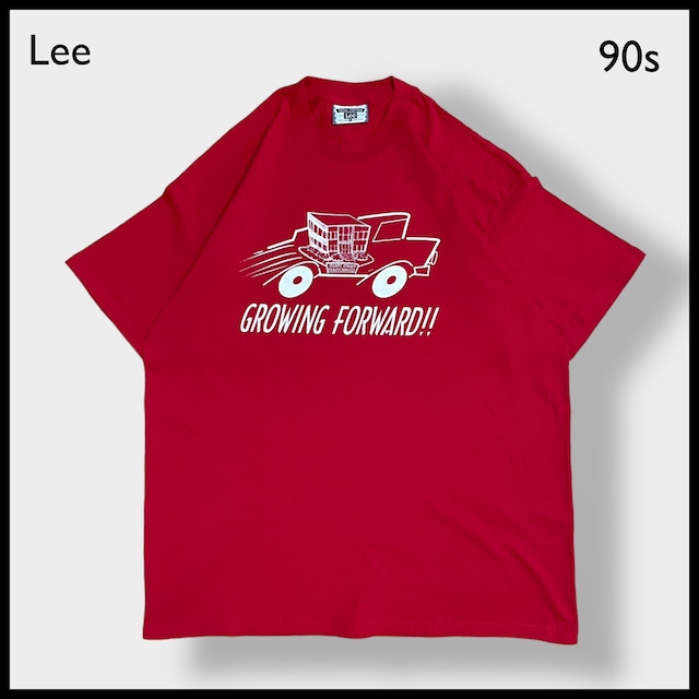 【Lee】90s USA製 ロゴ プリント Tシャツ  半袖 X-LARGE ビッグサイズ レッド US古着