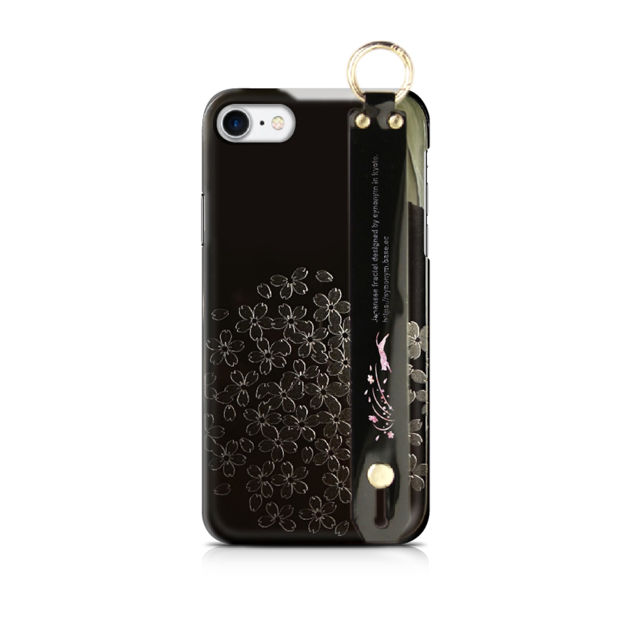 猫桜 - 和風 立体型 ハンドベルト付ソフトiPhoneケース 猫桜 - 和風 立体型 ハンドベルト付ソフトiPhoneケース