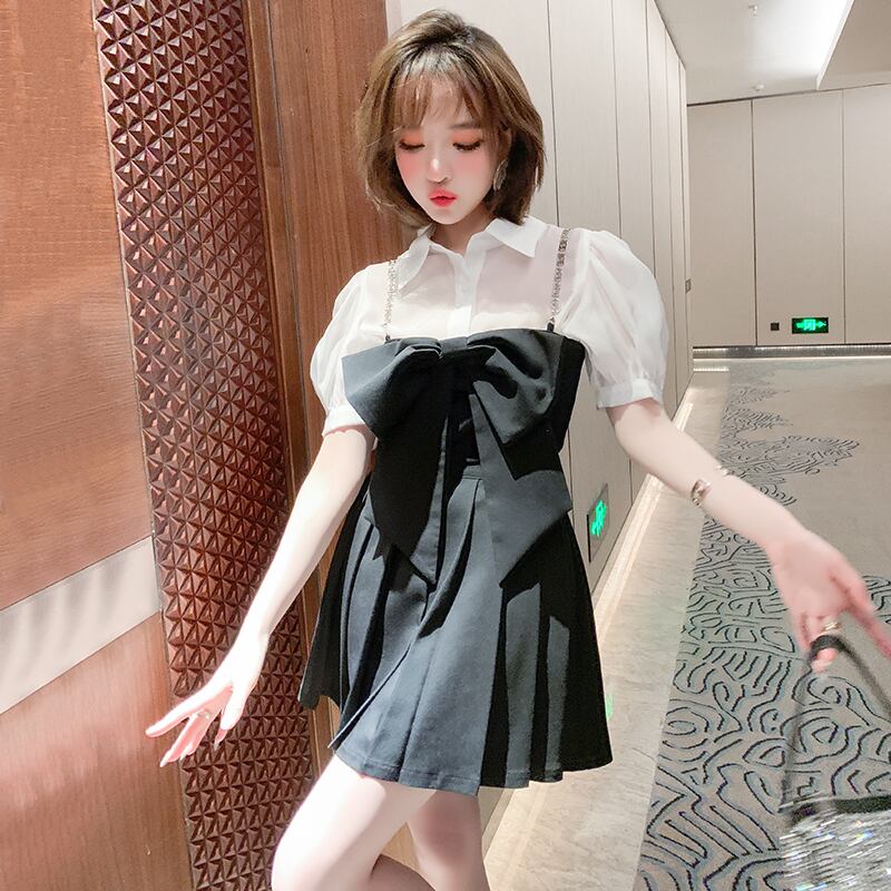 リボンシャツ プリーツスカート MIUCO59958785918