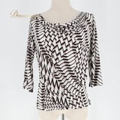 社交ダンス 衣装 トップス ブラウス ホワイト系 チャコット Chacott 日本製 白 黒 紫 柄 伸縮 ストレッチ 練習 レッスン かわいい パーティー ダンス衣装 イベント ステージ 柔らかい生地 ブラック系 パープル系