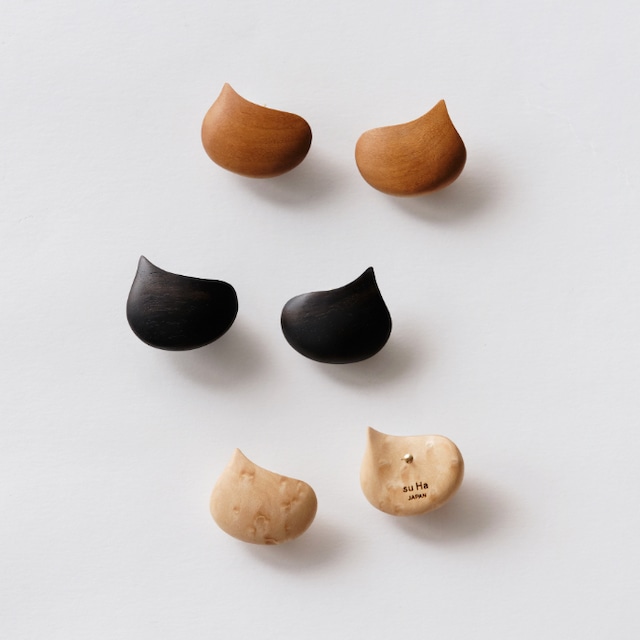 “EBISU” Wood stud earrings /size: M