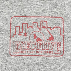 【GILDAN】3XL ビッグシルエット 企業系 害虫駆除業者 ワンポイントロゴ Tシャツ バックプリント グレー EXECUTIVE HIGH REACH MAINTENANCE 半袖 us古着