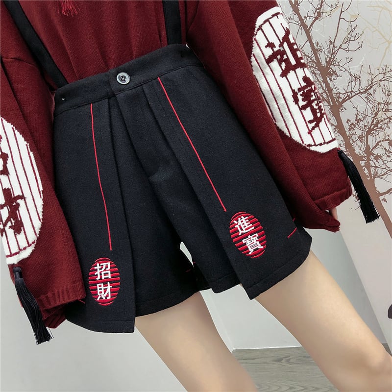 スイーツ柄 ブルー 即購可 nodress ブラック ショートパンツ 帯付き