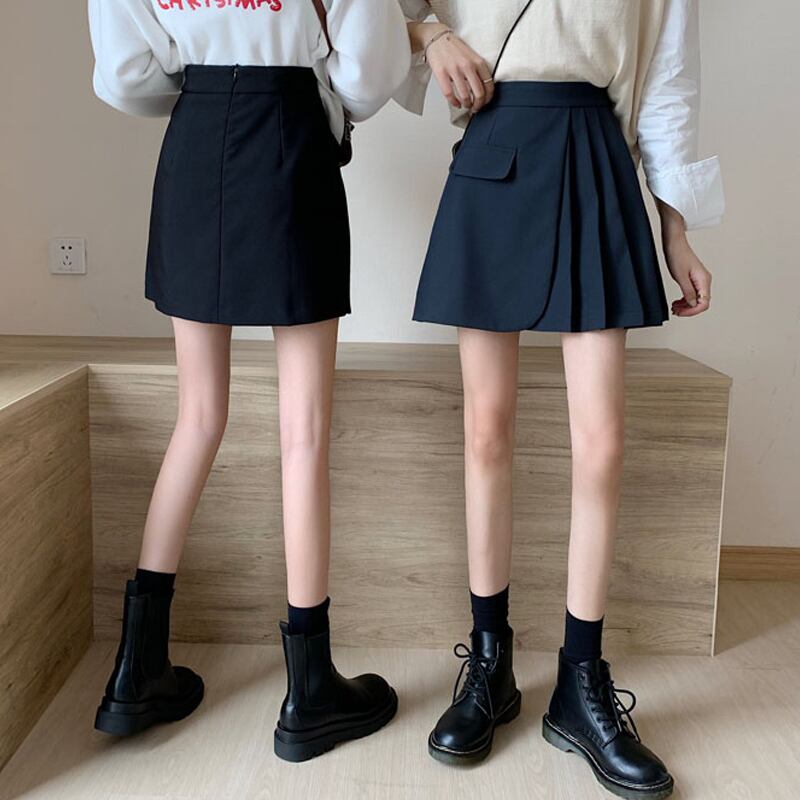 スカート オータムウィンターハイウェストウェスト薄手Aラインプリーツ 秋物 冬物 試着室5705310556