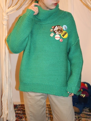 high neck color design knit【8044】
