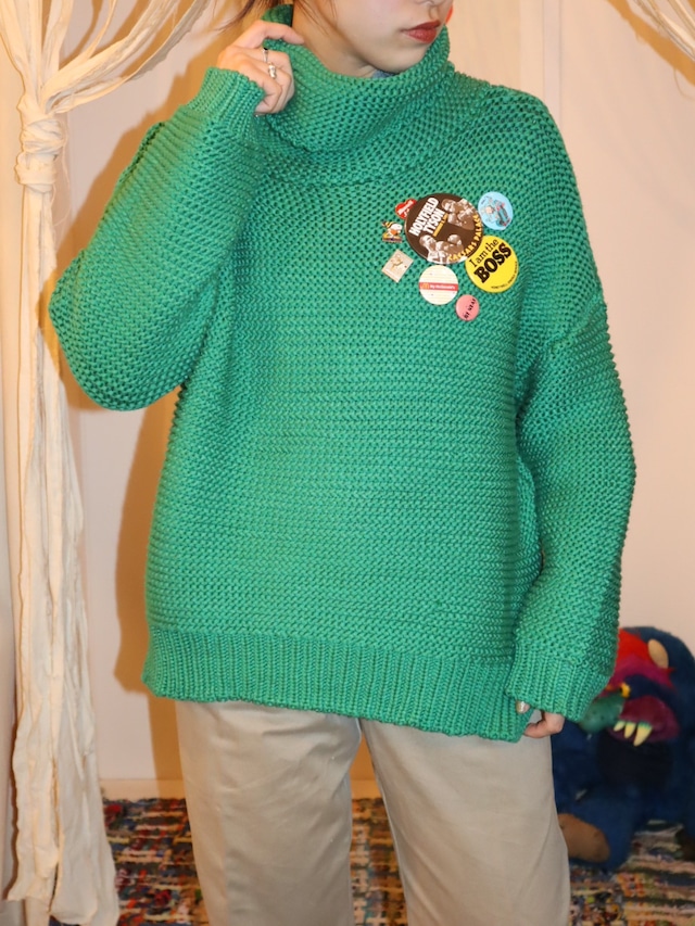 high neck color design knit【8044】