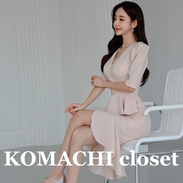 【送料無料】 マーメイドワンピース ひざ丈 Vネック フレア フリル 韓国 レディース オルチャン タイト セクシー 5分袖 マーメイドライン 白 ホワイト ピンク シック エレガント フィッシュテール スーツ 仕事 OL オフィス シンプル きれいめ パーティー 個性的 おしゃれ 可愛い かわいい お洒落 高見え 大人可愛い 大人女子 大人 こなれ感 抜け感 クール 着痩せ 着やせ 体型カバー スタイルアップ 20代 30代 40代 50代 着回し デート ミディアム丈 L XL