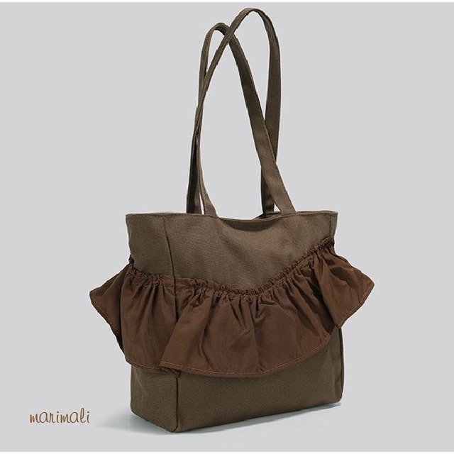 フリルデザイン キャンバス トートバッグ 3color 25436