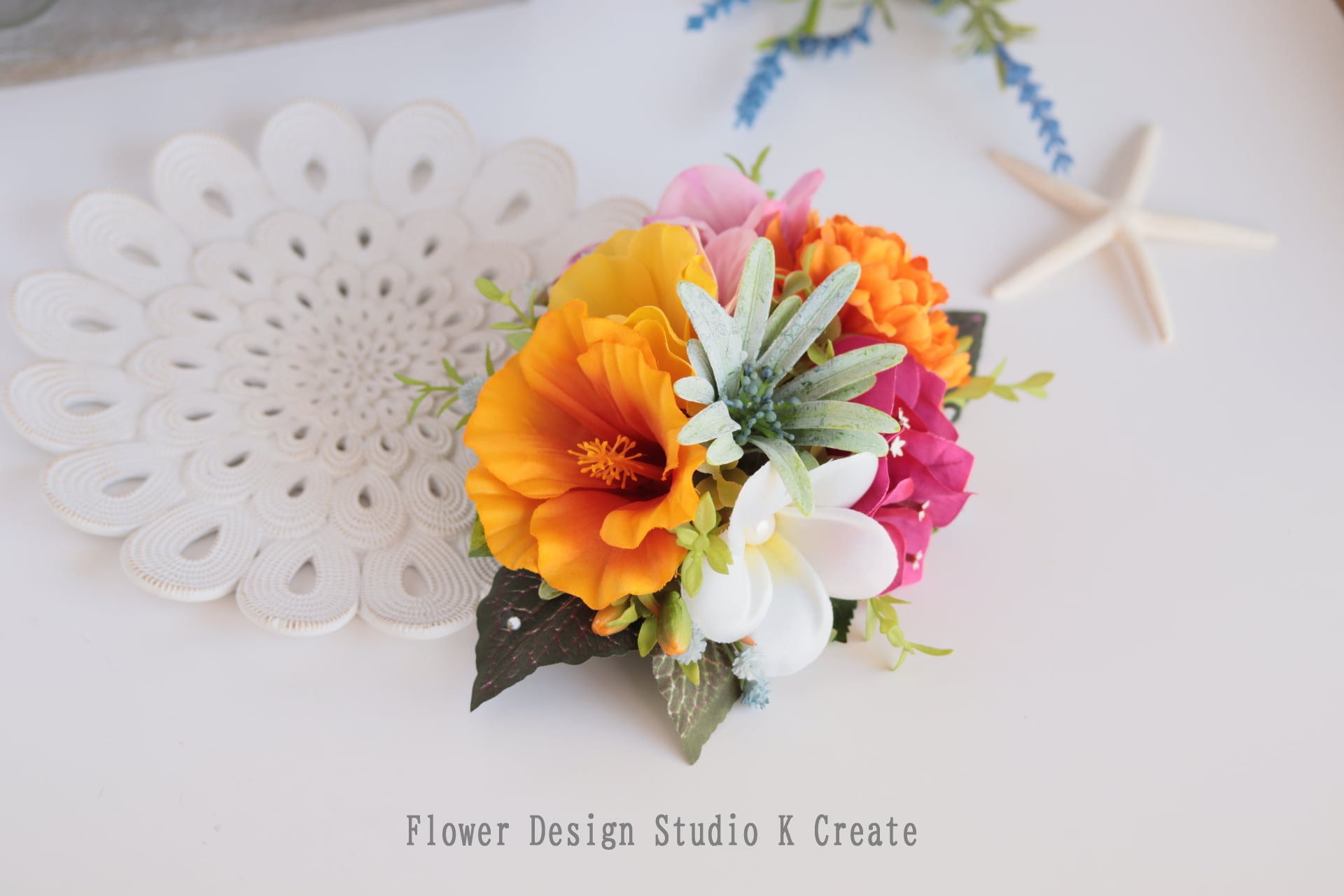 フラダンス・ウェディングに♡オレンジのハイビスカスとプルメリアの