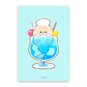 【ポストカード】クリームソーダとポメラニアンのぽぽち