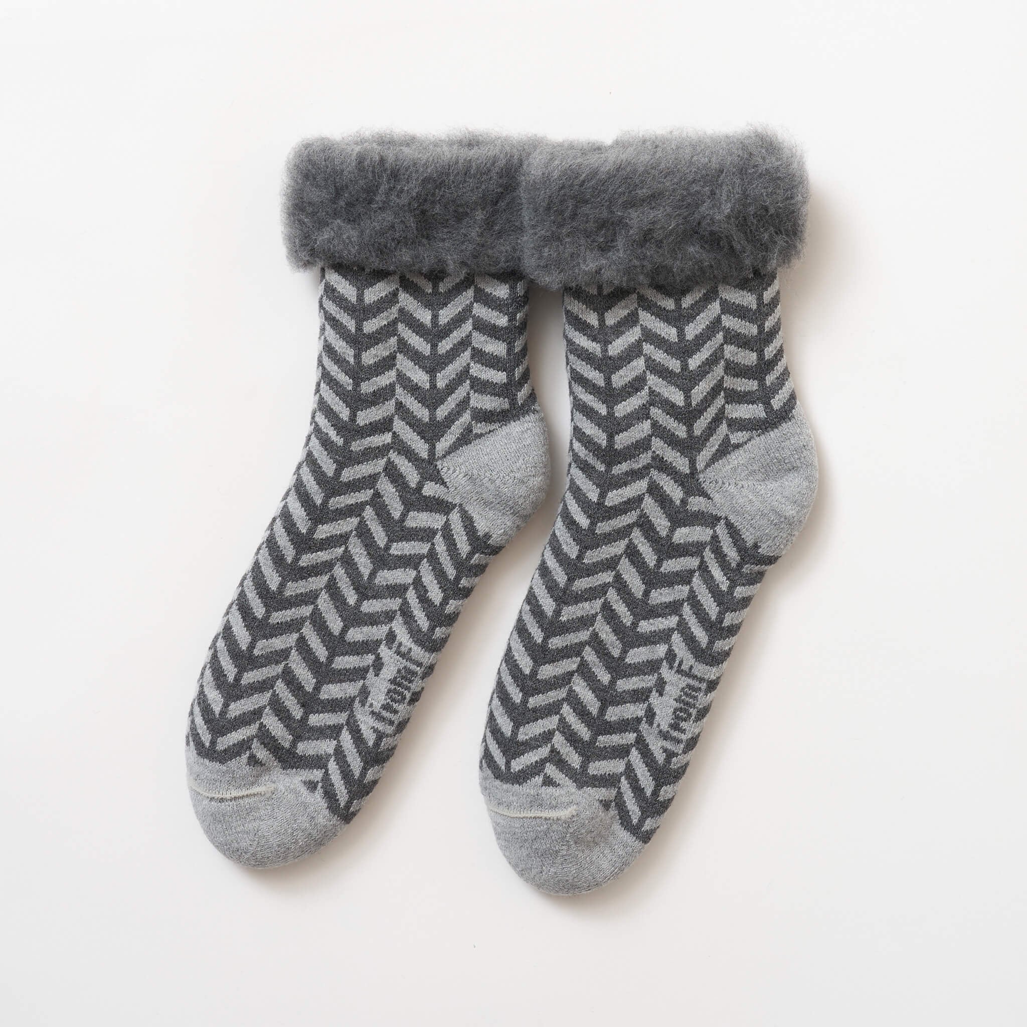 from F |もこもこソックス(Finland)M /Lady’s ”herringbones” (grey, brown)