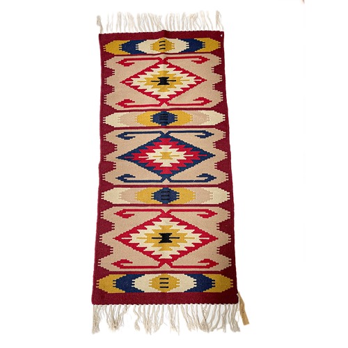 Vintage Handwoven Wool Kilim Rug From Hungary 62cm×147cm