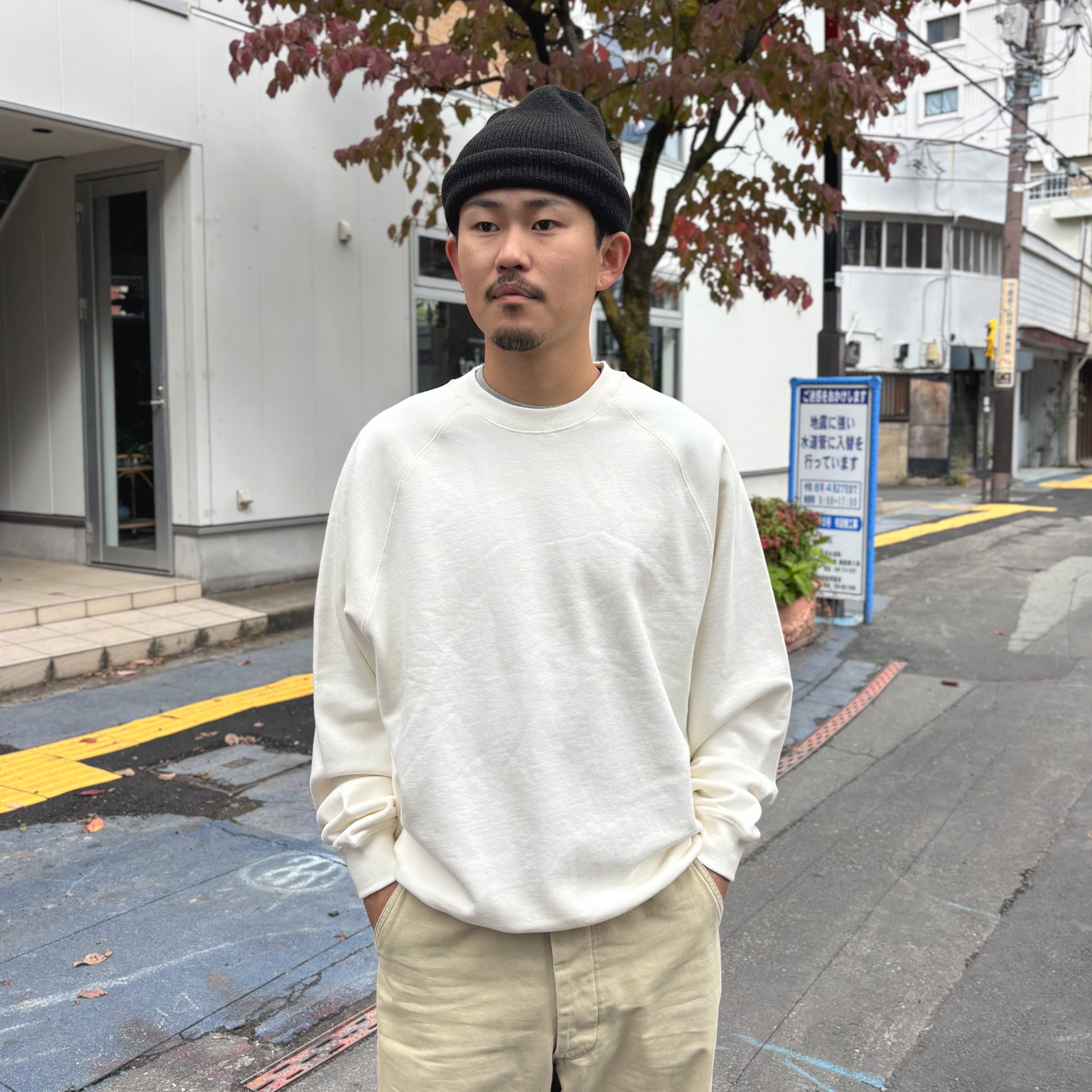 ONEITA / SUPER HEAVY WEIGHT CREW NECK SWEAT White Ash Gray Off