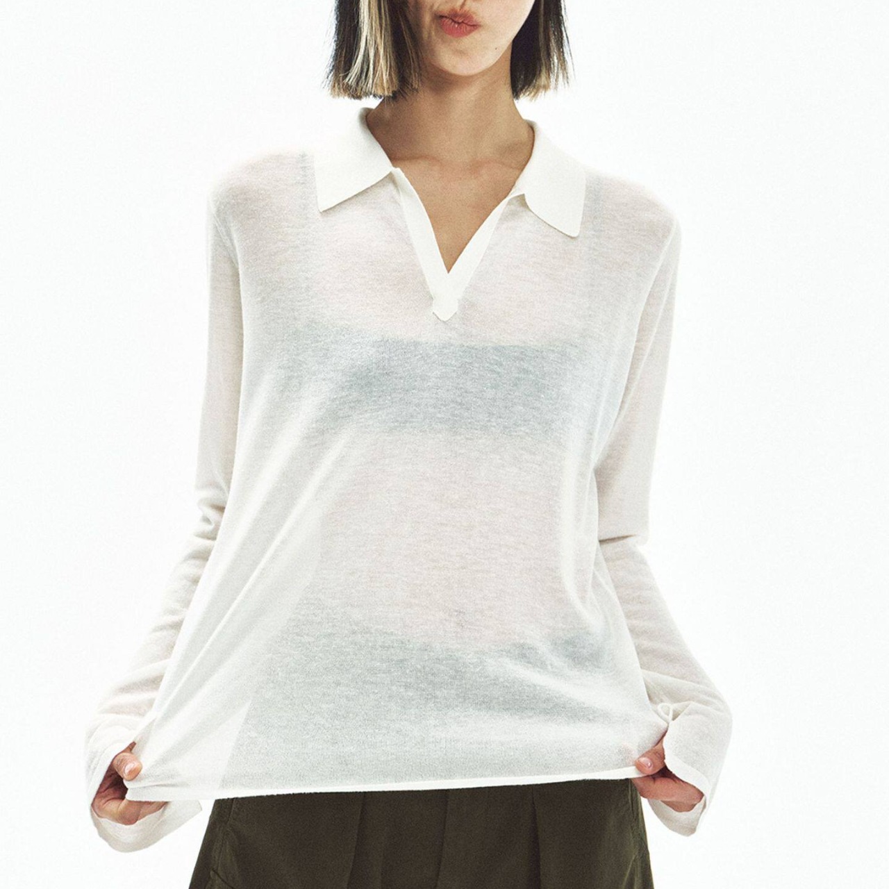 sheer Polo Shirt 【4color】 T4494