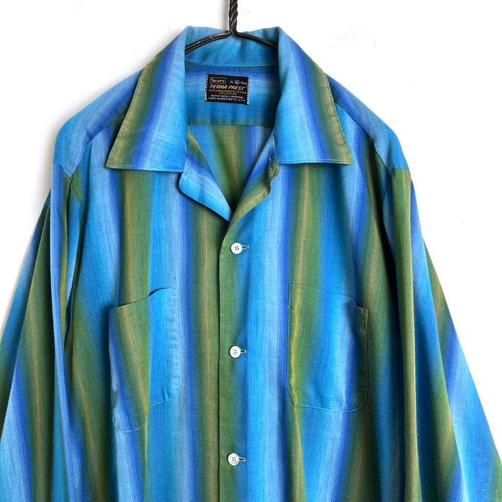 Sears] Vintage Loop Collar Stripe Shirt [1960s-] Vintage L/S Open