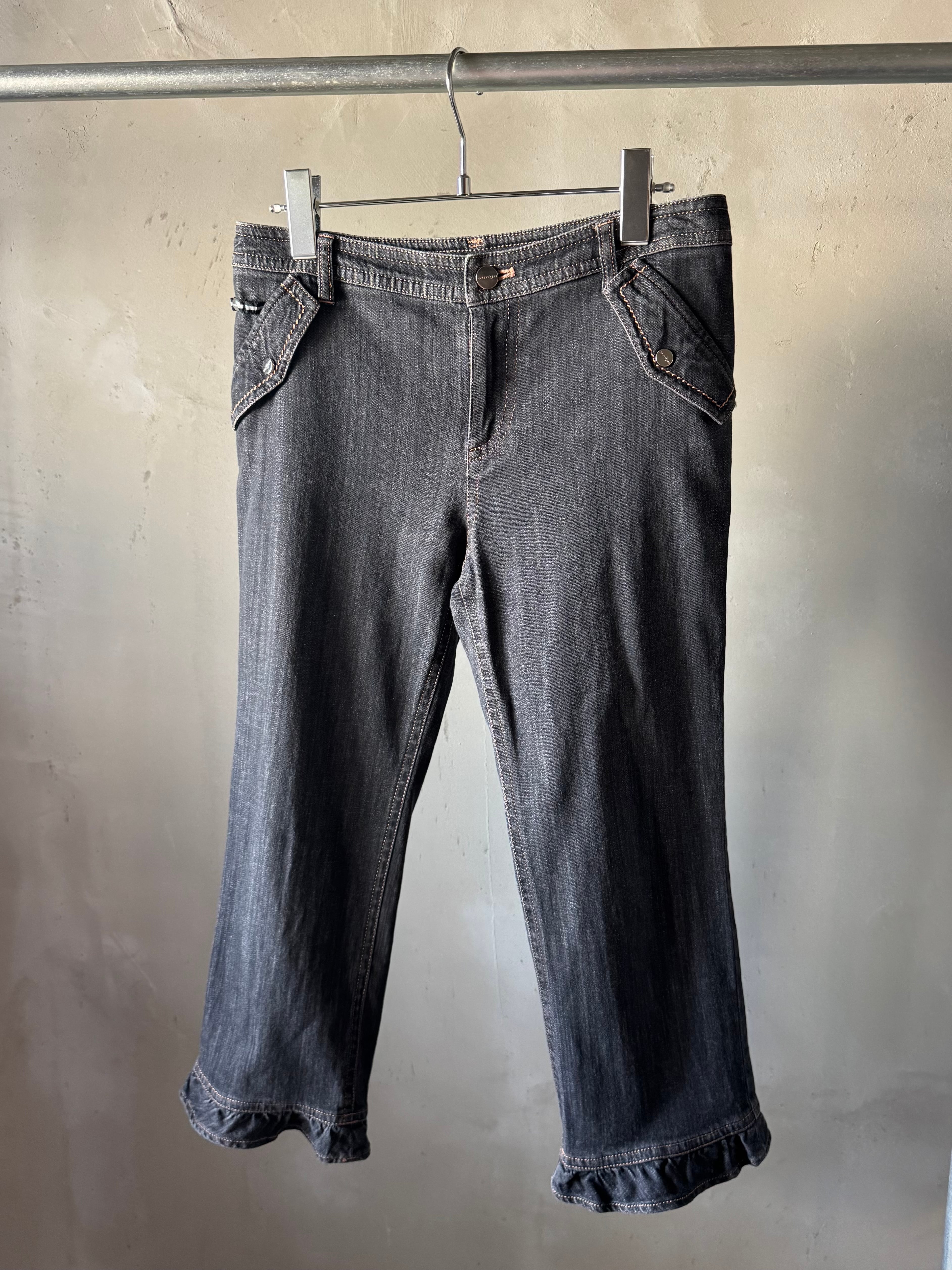 Courrèges back logo frill capri pants