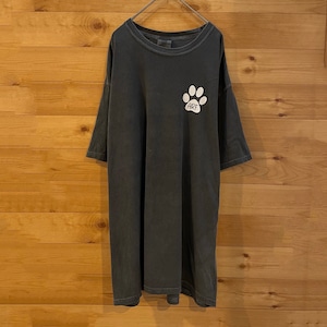 【COMFORT COLORS】動物愛護 バックプリント Tシャツ ワンポイントロゴ アニマルプリント XL ビッグサイズ くすみカラー US古着