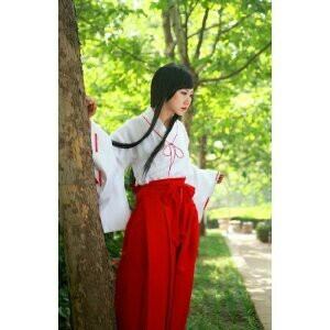 K1196 犬夜叉 ☆ 桔梗（ききょう） 巫女通用服 風 ☆ 6点セット 風