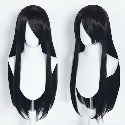 コスプレ耐熱ウィッグ 汎用カラーウィッグ ブラックロング ★24色!80cmのロングウィッグです!多様キャラのコスプレに最適です! ★受注品★