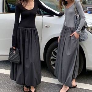 Square Collar High Waist Draped Dress 123365