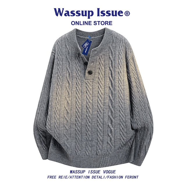 ♥一枚で、信頼のスタイルを！【WSシリーズ】★セーター★ ユニセックス 3color ニットトップス スタンドネック 黒 灰 白