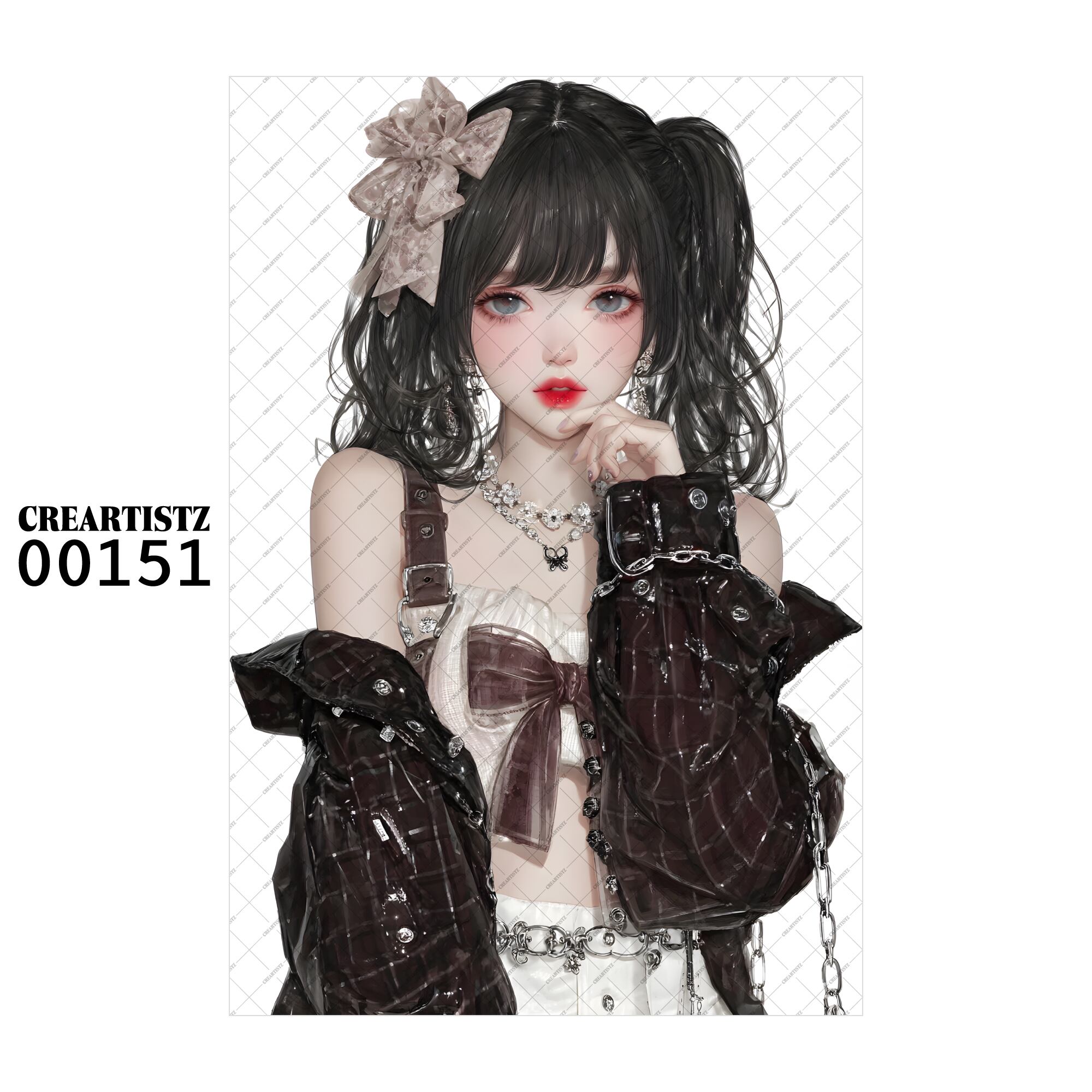 00151 ガール キュート オリジナル ペーパー/ステッカー 4枚セット CREARTISTZ