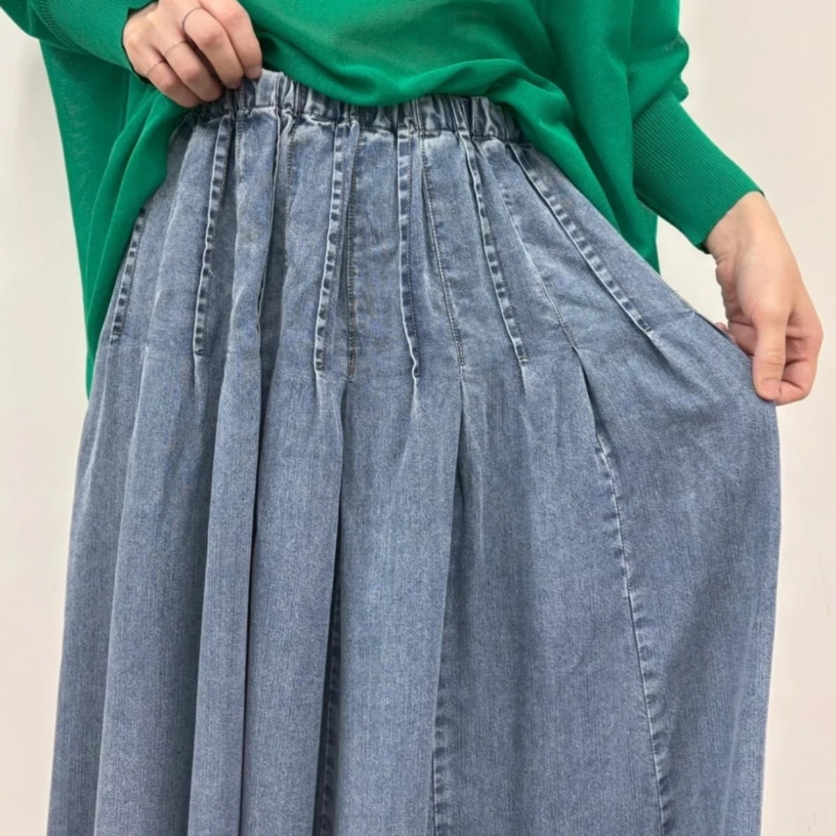 JIL SANDER デニムフレアスカート 紐付き CYNICAL(シニカル)】セルロースデニムフレアスカート［612-96022