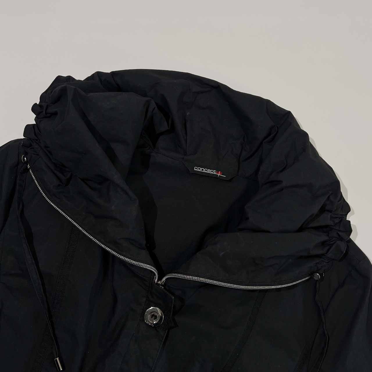 concept UK コットン ロング ジャケット コート 38/黒 ブラック レディース ドイツ製