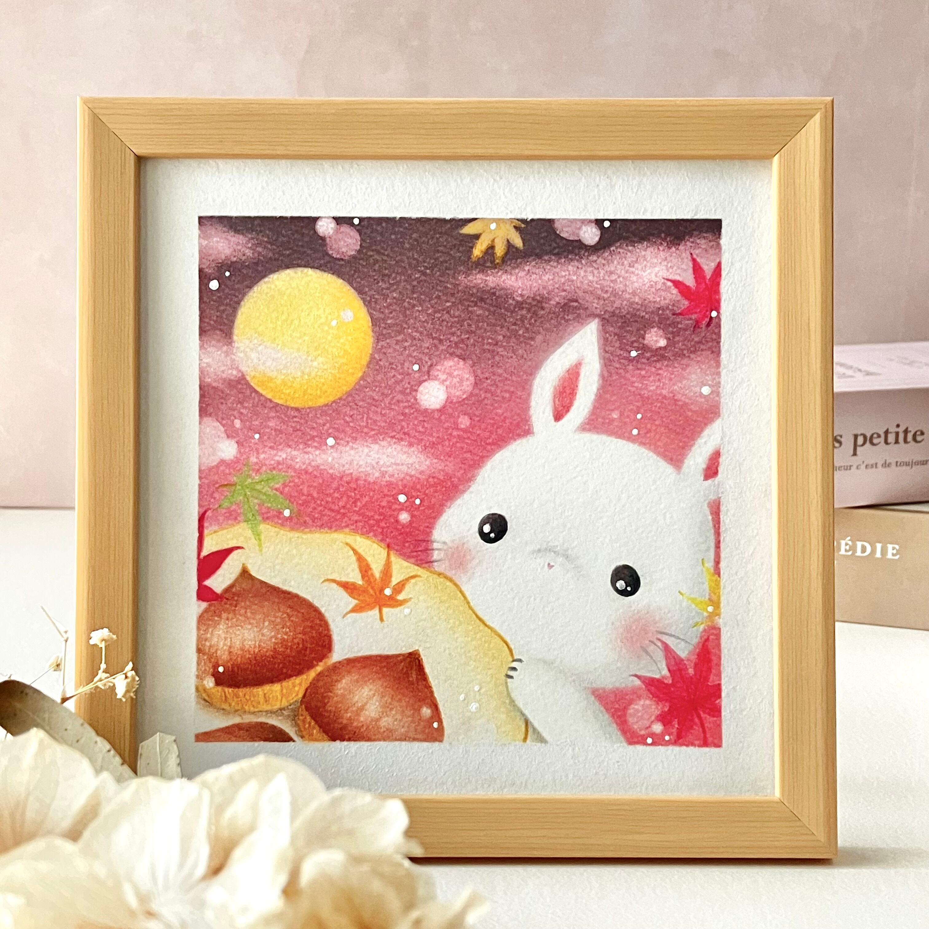 額装原画「ネモフィラで眠るうさぎ」 | aimi Online-shop