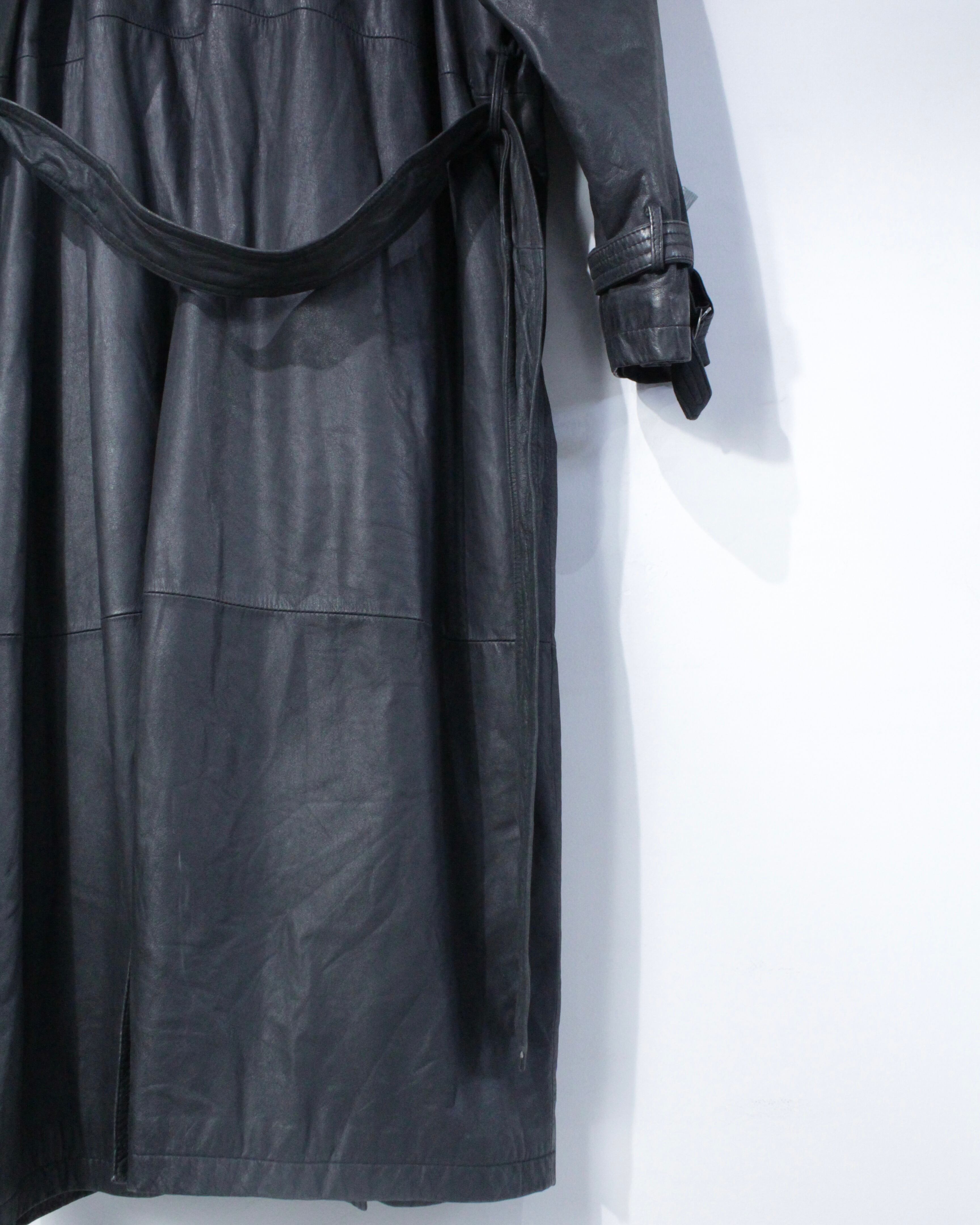 Caka BLACK】Black Color Vintage Leather Trench Coat | Caka(カカ