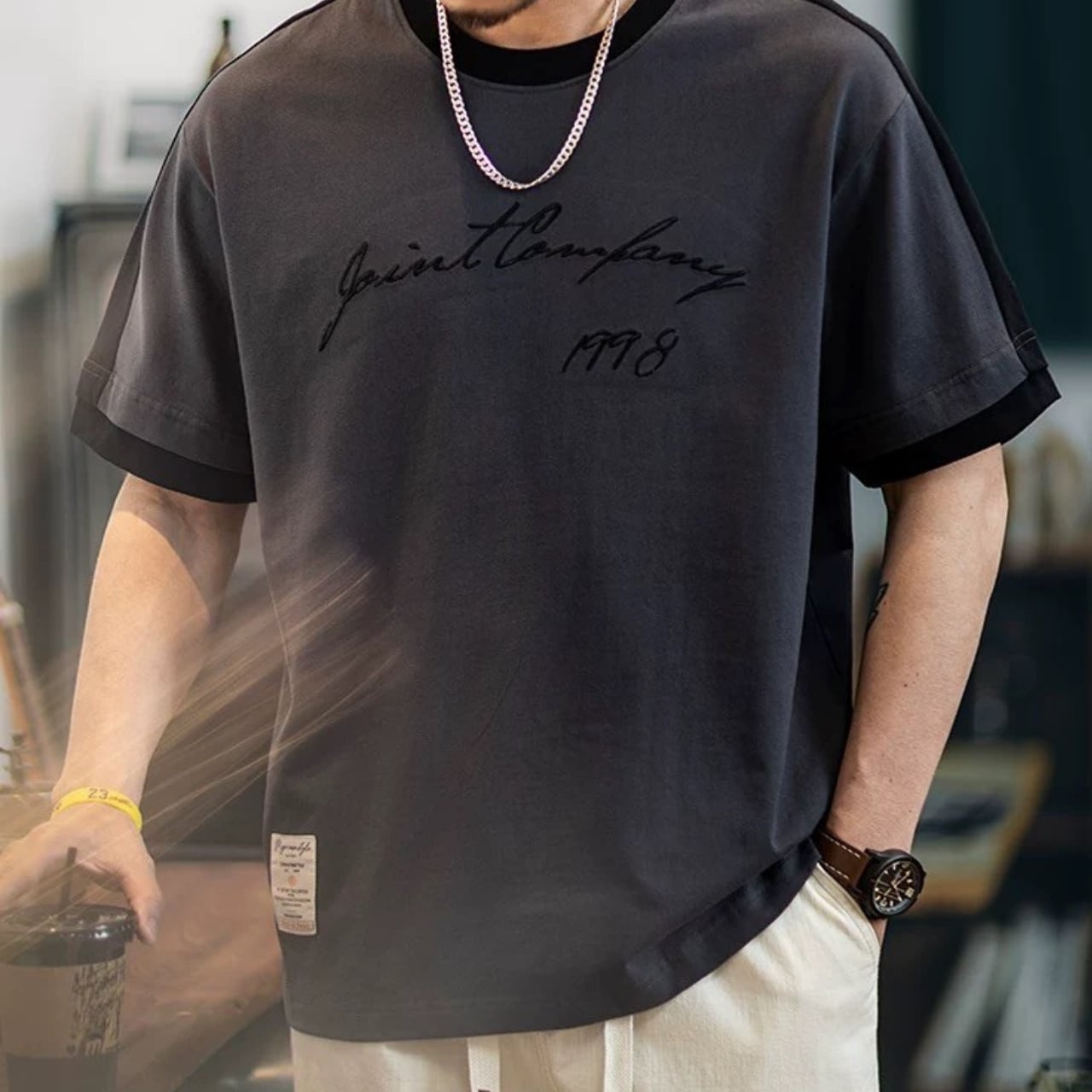 切替オーバーサイズ クルーネックTシャツ 00302